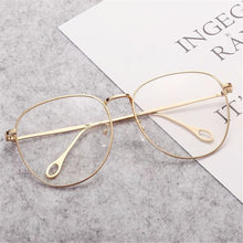 Load image into Gallery viewer, Unisex Retro Optical Glasses Big Round Metal Frame Flat Mirror Eyewear Women Men Transparent Lens Eyeglasses