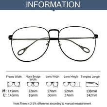 Load image into Gallery viewer, Unisex Retro Optical Glasses Big Round Metal Frame Flat Mirror Eyewear Women Men Transparent Lens Eyeglasses