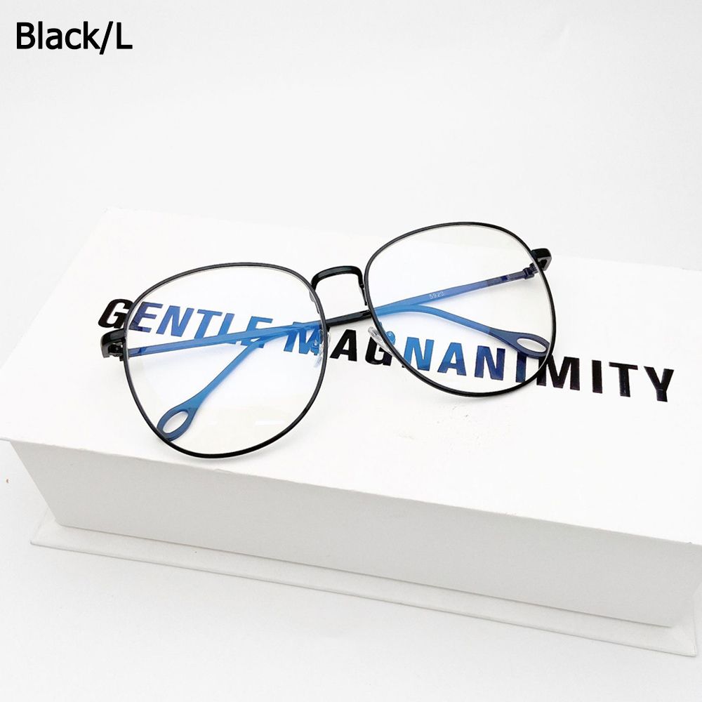 Unisex Retro Optical Glasses Big Round Metal Frame Flat Mirror Eyewear Women Men Transparent Lens Eyeglasses