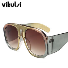 Load image into Gallery viewer, Unisex Retro Oversized Pilot Sunglasses Women Brand Designer One Piece Big Sun Glasses For Female Male Black Mask Shades UV400