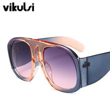 Load image into Gallery viewer, Unisex Retro Oversized Pilot Sunglasses Women Brand Designer One Piece Big Sun Glasses For Female Male Black Mask Shades UV400