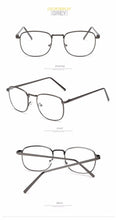 Load image into Gallery viewer, Unisex Retro Square Metal Glasses Frame Transparent Clear Lens Black/Silver/Gold/Gray/Brown Metal Frame Men/Women Spectacles