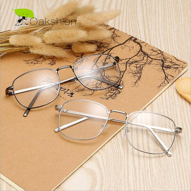 Unisex Retro Square Metal Glasses Frame Transparent Clear Lens Black/Silver/Gold/Gray/Brown Metal Frame Men/Women Spectacles