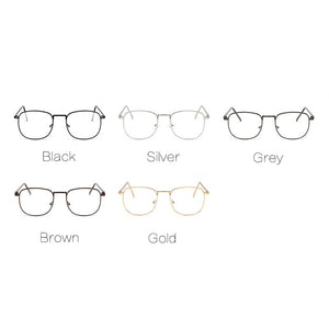 Unisex Retro Square Metal Glasses Frame Transparent Clear Lens Black/Silver/Gold/Gray/Brown Metal Frame Men/Women Spectacles