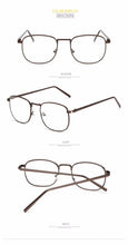 Load image into Gallery viewer, Unisex Retro Square Metal Glasses Frame Transparent Clear Lens Black/Silver/Gold/Gray/Brown Metal Frame Men/Women Spectacles