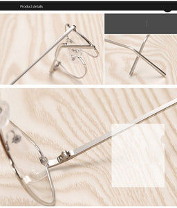 Unisex Retro Square Metal Glasses Frame Transparent Clear Lens Black/Silver/Gold/Gray/Brown Metal Frame Men/Women Spectacles