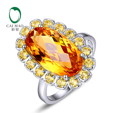 Unplated 18k White Gold 6.55ct Oval Flawless IF Citrine 0.82ct Yellow Sapphires Engagement Ring