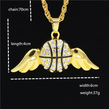 Load image into Gallery viewer, Gold Color Fashion Basketball Sports pendant hop Necklace and Keychian Jewelry Bling Bling Iced Out