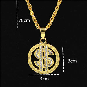 Justice Balance Scales Pendant Necklace Fashion Gold Color Charm Men Women Rhinestone Crystal Hiphop Jewelry Alloy