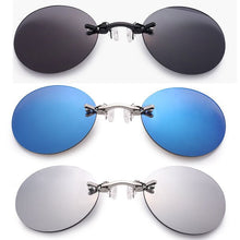 Load image into Gallery viewer, Upgrade Clip On Nose Sunglasses Men Vintage Hacker Empire Matrix Morpheus Rimless Sun Glasses Round UV400 Glasses