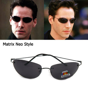 Upgrade Cool The Matrix Neo Style Polarized Sunglasses Ultralight Rimless Men Driving Design Polaroid Sun Glasses Oculos De Sol