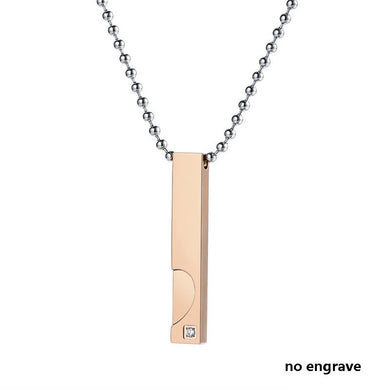 Personalized Free Engrave Stainless Steel Necklace For Women Men DIY Pendants Inset Zircon Stone Lover Necklaces Drop Ship