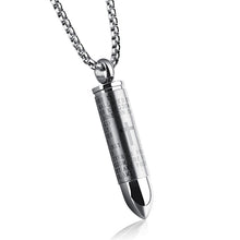 Load image into Gallery viewer, Punk Men Necklace Bullet Pendants Stainless Steel Necklaces Cross Chain English Bible Christian Rock Male Jewelry Drop Ship