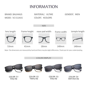 VC E11415 clip on Polarized Sunglasses Magnetic Adsorbent Glasses Frame Men Women Optical Spectacle Frame myopia eyeglasses