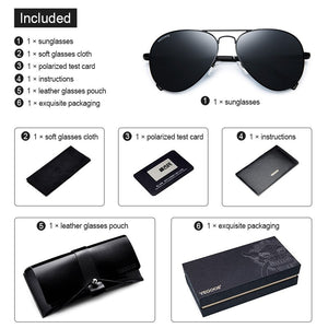 VEGOOS Classic Aviation Sunglasses Men Polarized UV400 Protection Metal Frame Spring Pilot Driving Fishing Sun Glasses #3025M