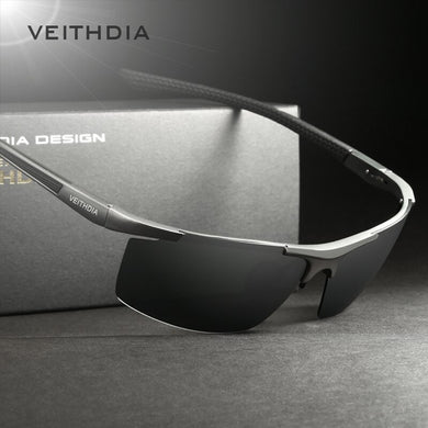 VEITHDIA 2022 Aluminum Magnesium Sunglasses Polarized Men Semi rimless Coating Mirror Sun Glasses Male Eyewear Accessories 6588
