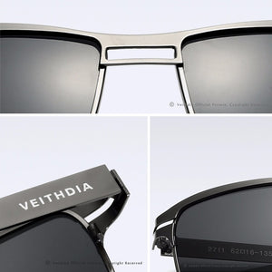 VEITHDIA 2023 Men's Sunglasses Polarized UV400 Lens Sun Glasses Rectangle Stainless Steel Glasses Eyewear Accessories For Men