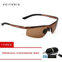 Load image into Gallery viewer, VEITHDIA Aluminum Magnesium Men's Polarized Rimless Sun glasses Sports Male Eyewear Sunglasses Goggle Oculos shades For Men 6501