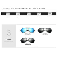 Carica l&#39;immagine nel visualizzatore di Gallery, VEITHDIA Occhiali da sole in alluminio e magnesio Lenti blu polarizzate Ruota di 180 gradi gamba Accessori per occhiali Occhiali da sole Uomo/Donna 3618 
