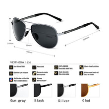 Load image into Gallery viewer, VEITHDIA Brand Men&#39;s Pilot  Polarized Sunglasses men Sun Glasses Alloy Frame Driving Glasses oculos de sol masculino shades