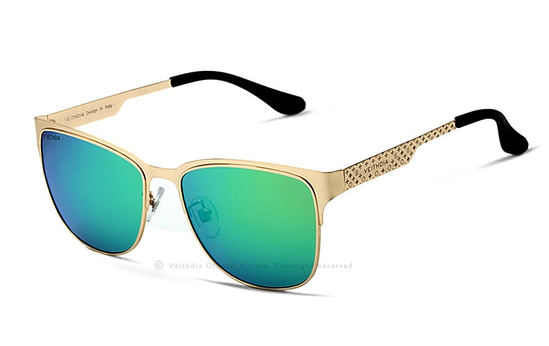 VEITHDIA Occhiali da sole di marca Occhiali da sole in acciaio inossidabile Occhiali da sole polarizzati UV400 Occhiali da uomo maschili per uomini/donne Lenti a specchio blu 3580 