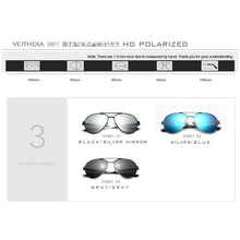 Carica l&#39;immagine nel visualizzatore di Gallery, VEITHDIA Brand Designer Aluminum Magnesium Men&#39;s Sun Glasses Polarized Mirror lens Male Eyewear Sunglasses For Men 3801