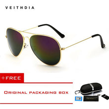 Load image into Gallery viewer, VEITHDIA aviation sunglass Polarized Sunglasses for Men/Women Colorful Reflective Coating Lens Driving Sun Glasses
