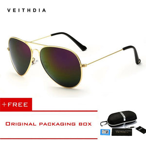 VEITHDIA aviation sunglass Polarized Sunglasses for Men/Women Colorful Reflective Coating Lens Driving Sun Glasses