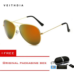 VEITHDIA aviation sunglass Polarized Sunglasses for Men/Women Colorful Reflective Coating Lens Driving Sun Glasses