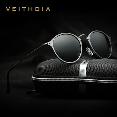 VEITHDIA Men Sunglasses Round Unisex Sun Glasses Polarized Coating Mirror Sports Driving Male Eyewear For Women 6358