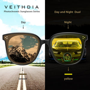 VEITHDIA Men Sunglasses Photochromic Gradient Outdoor Driving Polarized TR90 UV400 Lens Women Female Sun Glasses N7029