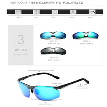 Carica l&#39;immagine nel visualizzatore di Gallery, VEITHDIA Occhiali da sole da uomo in alluminio magnesio ciclismo all&#39;aperto polarizzati UV400 rivestimento a specchio occhiali da sole occhiali per uomo 6511 