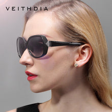 Load image into Gallery viewer, VEITHDIA Retro TR90 Vintage Large Sun glasses Polarized Carved Diamond Ladies Women Designer Sunglasses Eyewear Accessories 7011