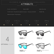 Carica l&#39;immagine nel visualizzatore di Gallery, VEITHDIA Occhiali da sole da donna Occhiali da sole polarizzati da uomo classici di marca Occhiali da vista a specchio UV400 Accessori per occhiali da uomo V3900