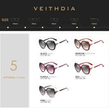 Carica l&#39;immagine nel visualizzatore di Gallery, VEITHDIA Occhiali da sole da donna Occhiali da sole polarizzati sfumati UV400 Occhiali da sole firmati da donna Accessori per occhiali da donna 3158 