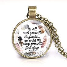 Load image into Gallery viewer, She is clothed with Strength and Dignity Necklace Proverbs 31:25 Bible Verse Christian Quote Necklace Faith Gifts