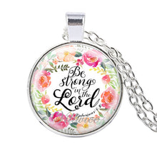 Load image into Gallery viewer, bible verse necklace god is in her she will not fall scripture quote jewelry for women men christian faith gifts