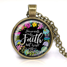 Load image into Gallery viewer, bible verse necklace god is in her she will not fall scripture quote jewelry for women men christian faith gifts