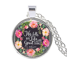 Load image into Gallery viewer, bible verse necklace god is in her she will not fall scripture quote jewelry for women men christian faith gifts