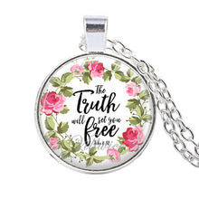 Load image into Gallery viewer, bible verse necklace god is in her she will not fall scripture quote jewelry for women men christian faith gifts