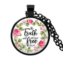 Load image into Gallery viewer, bible verse necklace god is in her she will not fall scripture quote jewelry for women men christian faith gifts