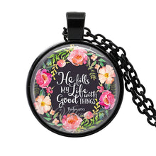 Load image into Gallery viewer, bible verse necklace god is in her she will not fall scripture quote jewelry for women men christian faith gifts
