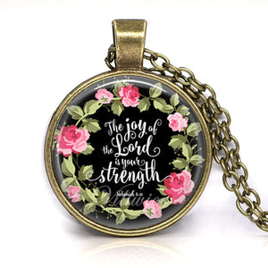 bible verse necklace god is in her she will not fall scripture quote jewelry for women men christian faith gifts