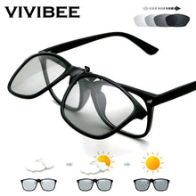 Carica l&#39;immagine nel visualizzatore di Gallery, VIVIBEE 2023 Polarized Pilot Flip Up Clip on Sunglasses Men Photochromic Polarised Women Sun Glasses Color Change Night Driving