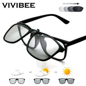 VIVIBEE 2023 Polarized Pilot Flip Up Clip on Sunglasses Men Photochromic Polarised Women Sun Glasses Color Change Night Driving