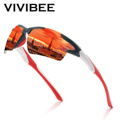 VIVIBEE 2023 Trend Sport UV400 Occhiali da sole Occhiali da pesca da uomo Occhiali da donna Specchio rosso Lente Cornice bianca Tonalità esterne