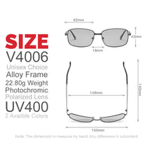 Carica l'immagine nel visualizzatore di Gallery, VIVIBEE Driving Selection Rectangle Pochromic Polarized Men Sunglasses Women Car Driving Safe Polarizing Male Sun Glasses