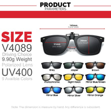 Carica l'immagine nel visualizzatore di Gallery, VIVIBEE Flip Up Clip on Sun Glasses for Men Driving Glasses Clips Light Fishing Female Anti-UVA UVB Polarized Night Vision Lens