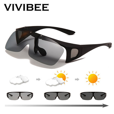 VIVIBEE Flip Up Polarized Sunglasses Men Driving UV400 Photochromic Lens Fishing Goggle for Mypoia Outdoor Women Eyewear