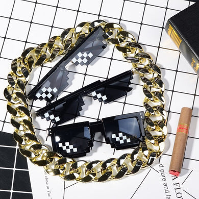 VIVIBEE Funny Black 8 Bits Mosaic Sunglasses Oculos Deal With It Cool Thug Life Pixels Cartoon Glasses Fancy Party Shade